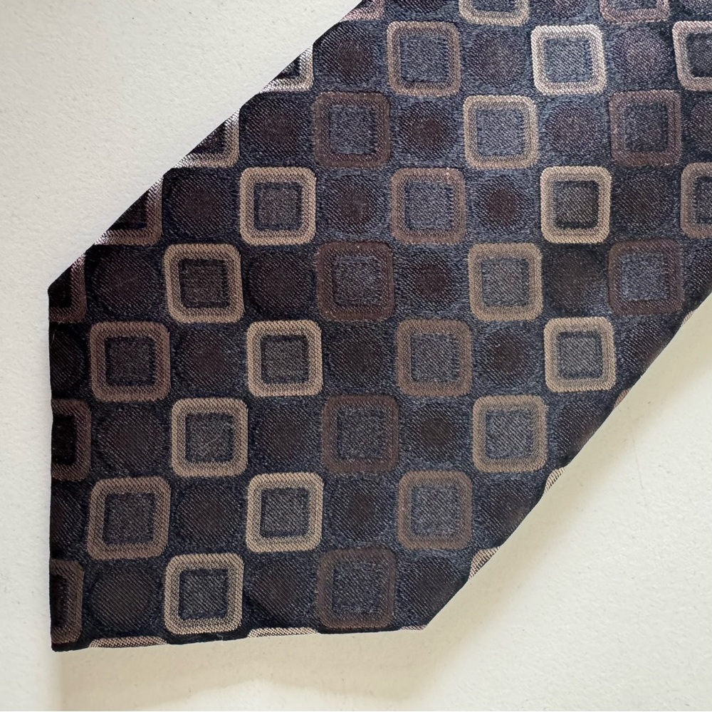 Arrow Black Brown and Tan silk Contemporary Square Pattern Print Tie